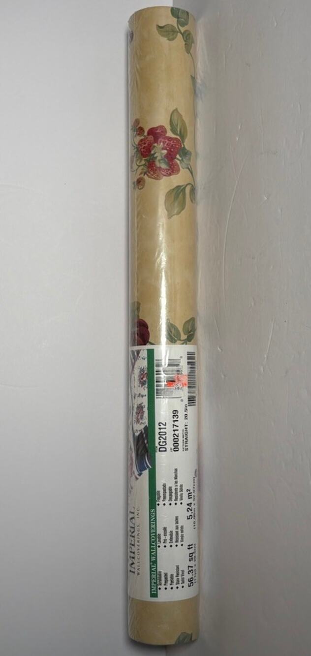 Vintage Retro Fruit Wallpaper Roll 56 sq ft Imperial Wallcovering Berries NOS